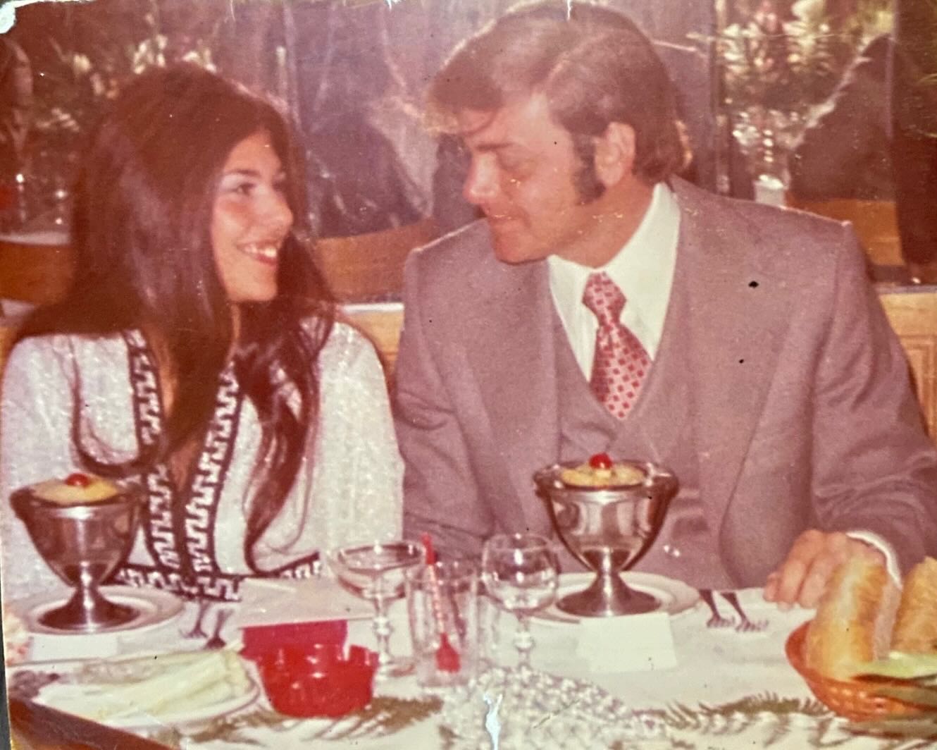Lucy and John at dinner