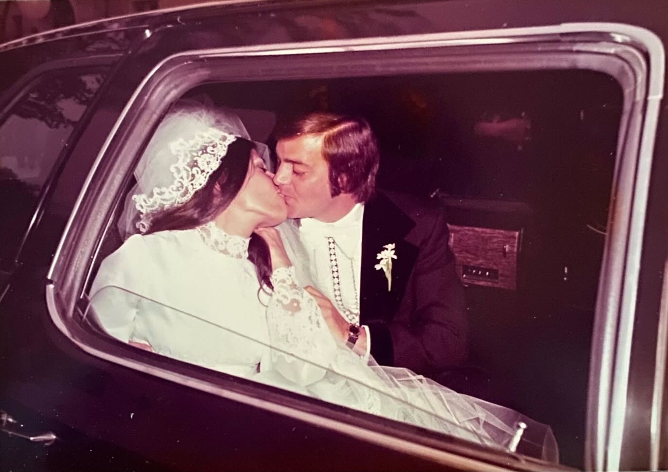 Lucy and John on their wedding day